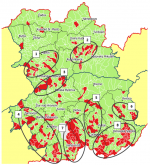 Distribúcia zverejnených strategických rozvojových dokumentov obcí v NUTS2 Stredné Slovensko